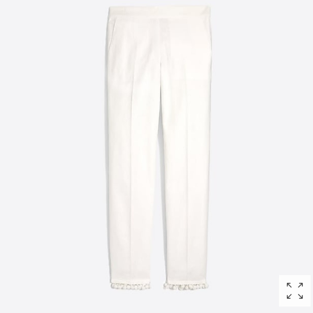 J Crew pom pom pant - white - linen / cotton